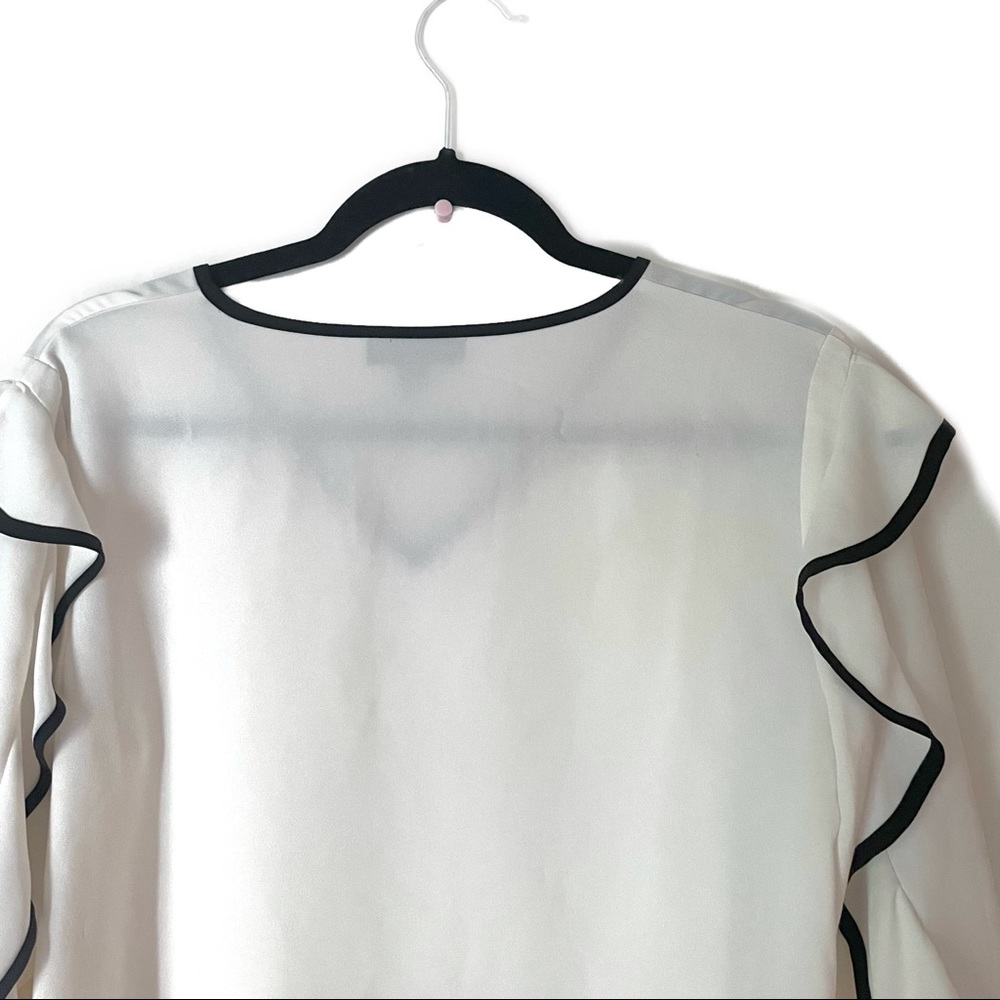 Alfani Women's Petite Piped Ruffle Sleeve Top PL - Picture 13 of 13